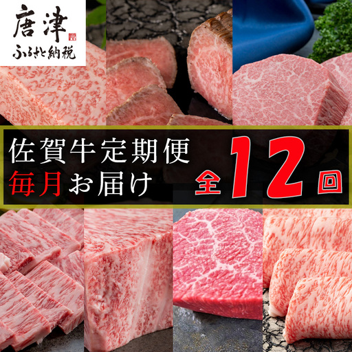【定期便全12回】佐賀牛定期便「ロースブロック・ヒレステーキ(3回)・ローストビーフ(3回)・すき焼き用(ロース）・しゃぶしゃぶ用(ロース)・カルビ焼肉(ロース)・サーロイン・赤身ももブロック」 毎月発送いたします! ハンバーグ ステーキ