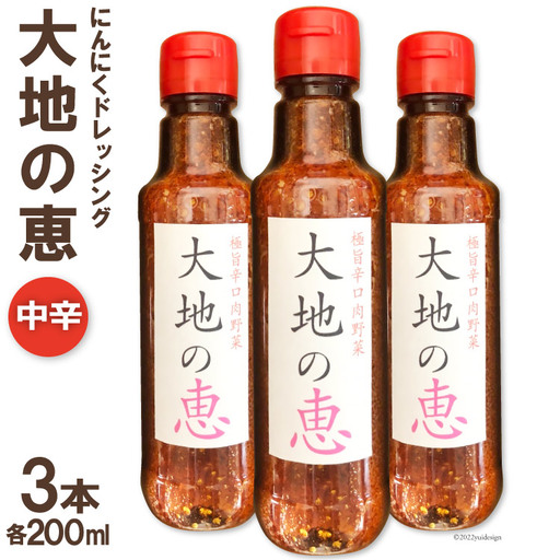 にんにくドレッシング 「大地の恵」 中辛 200ml×3本