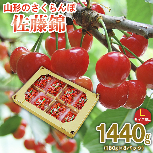 山形のさくらんぼ 佐藤錦  1440g (180g×8パック)Lサイズ以上 【令和9年産先行予約】FS25-515
