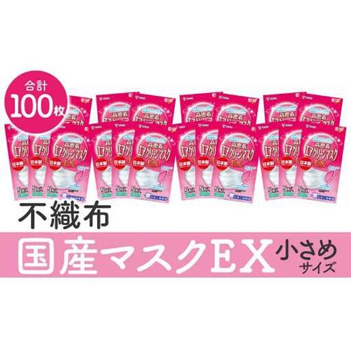 名古屋で製造　国産不織布マスク（小さめ）　5枚入×20袋