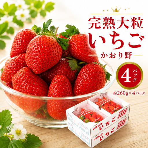 いちご 4パック かおり野 完熟 