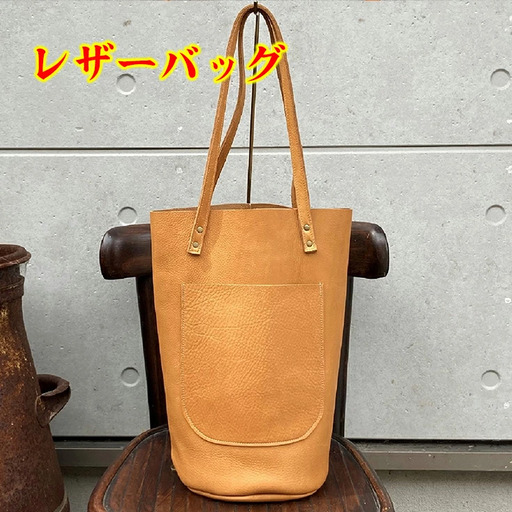 【 八幡レザー 】バケツ型 バッグ キャメル 【DP05W】 カバン 鞄 かばん 牛革 レザー 軽量 トートバッグ