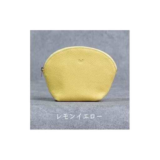 本革 ラウンドポーチ 日本製 レザー 革製品 ポーチ 化粧ポーチ 旅行 トラベル 出張 Liete WH-22 レモンイエロー