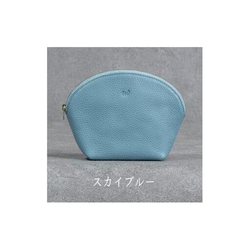 本革 ラウンドポーチ 日本製 レザー 革製品 ポーチ 化粧ポーチ 旅行 トラベル 出張 Liete WH-22 スカイブルー
