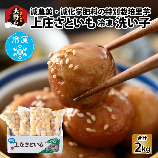 【冷凍里芋】上庄さといも 冷凍 洗い子 2kg（500g × 4袋）【冷凍】減農薬・減化学肥料の特別栽培里芋 農家直送 煮物に便利な小さめサイズ [A-004003]