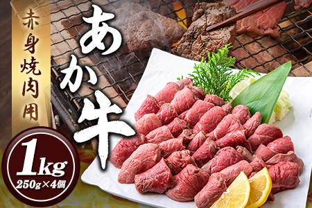 あか牛 赤身焼肉用 1kg (250g×4個) 有限会社白水乃蔵[60日以内に出荷予定(土日祝除く)]あか牛 あかうし 赤牛 焼肉 冷凍 小分けパック