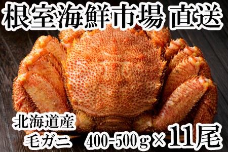 根室海鮮市場[直送]ボイル毛がに400g～500g×11尾 E-28007