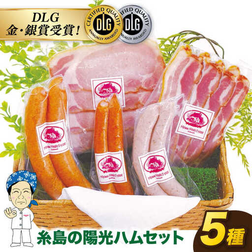 【お中元対象】＼DLG金賞・銀賞受賞！／糸島の陽光 ハム 5種 セット 4 《糸島》 【志摩スモークハウス】ハム ソーセージ 食べ比べ[AOA004]
