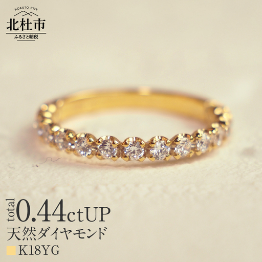 K18 0.44ctUP 天然ダイヤモンド　ハーフエタニティリング リング ダイヤモンド 指輪 アクセサリー K18 0.44ctUP 天然ダイヤモンド ハーフエタニティリング 鑑別書付 保証書付 ジュエリーケース付 プレゼント [h170]