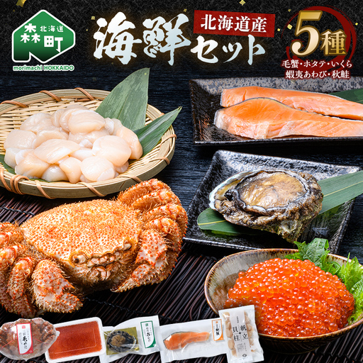 北海道産 海鮮五種 極み特選セット （毛蟹・ホタテ・いくら・蝦夷あわび・秋鮭） ＜ワイエスフーズ＞ 森町 海産物 魚貝類 ふるさと納税 北海道 mr1-1329
