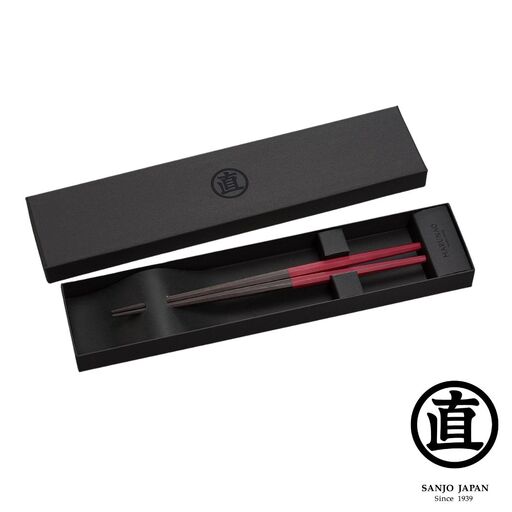 八角箸 日本うさぎ 赤 230mm 高級 箸 贈答用 箸 銘木 燕三条製  [マルナオ]