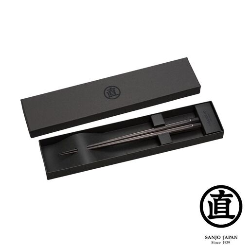 極上 十六角箸 黒檀 235mm 高級 箸 贈答用 無塗 燕三条製  [マルナオ]