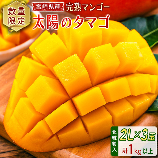 2027年出荷 宮崎 完熟マンゴー 太陽のタマゴ 2L×3玉 計1kg以上 E167-27