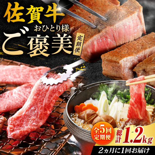 佐賀牛お一人様ご褒美定期便♪（全5回／2ヶ月に1回 隔月お届け）ブランド牛 しゃぶしゃぶ 定期便 すき焼き[FCH007]