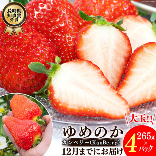 DF107【令和8年11?12月発送】長崎県知事賞受賞 大玉いちご ゆめのか 3L～5L 265g×4パック