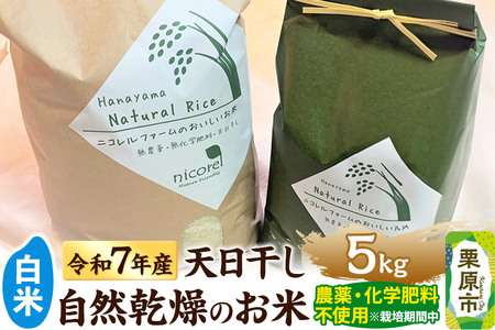 [白米]令和7年産 (栽培期間中)農薬化学肥料不使用・天日干し自然乾燥のお米 5kg