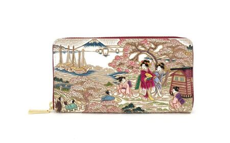 [文庫屋大関]大容量 ぐるっとファスナーの長財布 浮世絵 御殿山[皮革工芸品] ファッション 小物 仕切り カードポケット ロングポケット