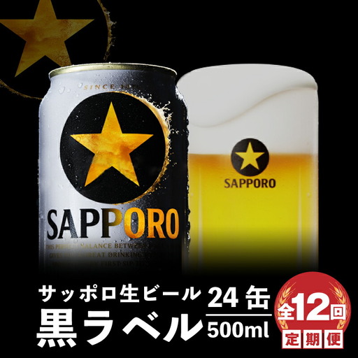 『定期便：全12回』黒ラベル500ml×24本【300050313912】