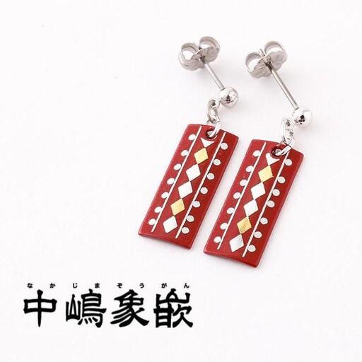 【中嶋象嵌】長四角　ピアス〈ダイヤ〉