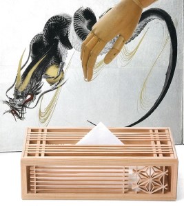 秋田杉組子ティッシュBOX 「麻の葉」 《W270×H100×D142（mm）》 「組子細工」で作ったティッシュBOX ティッシュケース