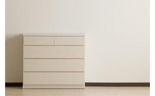 【洗面所などの限られた空間に便利】薄型チェスト 90cm幅4段 (ホワイト木目)