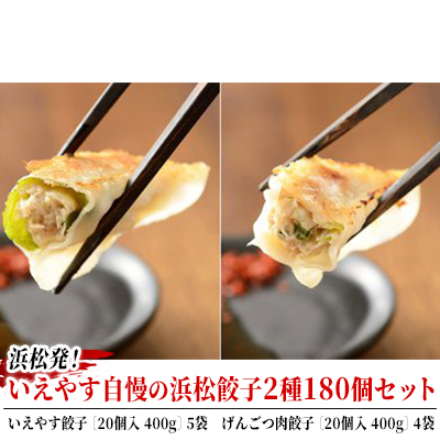 浜松発！いえやす自慢の 浜松餃子 2種180個セット（いえやす餃子 100個 げんこつ肉餃子 80個） 冷凍 ぎょうざ ギョーザ 
