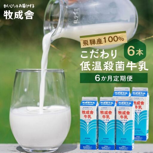 牛乳[定期便 6回]牛乳 1L × 6本 飛騨産生乳100%| DF106-CP01 FN-Limited-VO