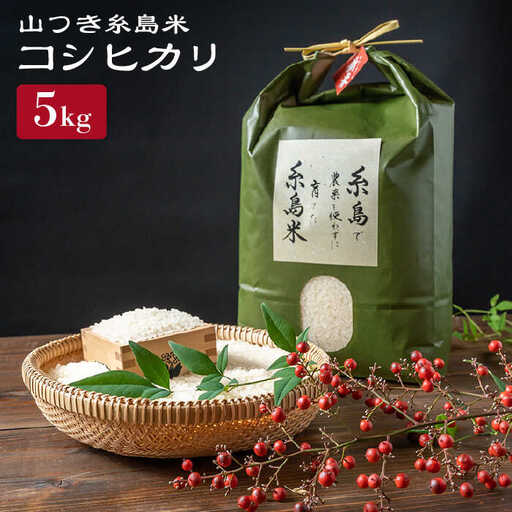 【お中元対象】糸島 で 農薬 を使わずに育てた 山つき 糸島米 5kg （ コシヒカリ ）《 糸島 》【株式会社やました】 [ARJ015]