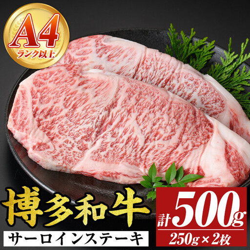 【A4～A5】博多和牛サーロインステーキセット(計500g・250g×2枚) 国産 九州産 福岡県産 牛肉 和牛 黒毛和牛 ステーキ お肉【MEAT PLUS】as08-003