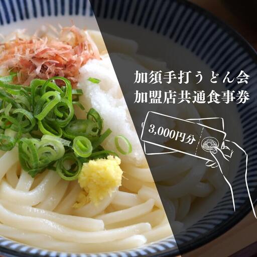 A-12 加須手打うどん会加盟店共通食事券3,000円分　うどん