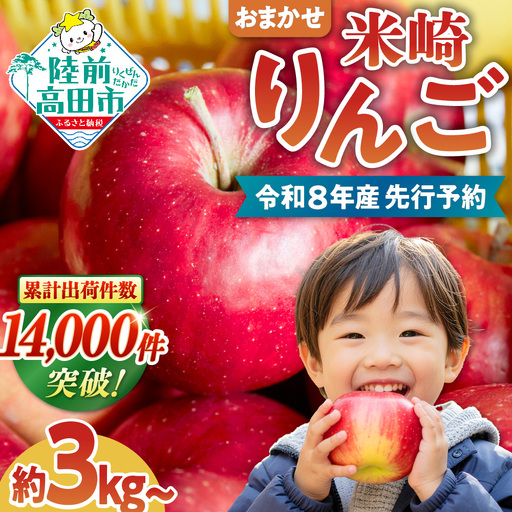 【高評価】岩手・米崎りんご3kg 品種おまかせ 果物 りんご 2026年9月頃から発送予定