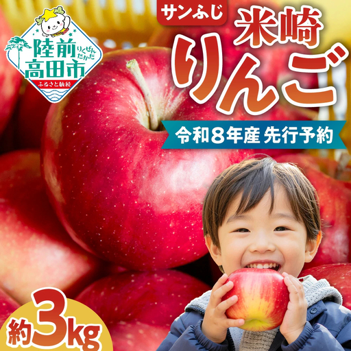 【2026年発送先行予約】りんご 米崎りんご 3kg 品種 サンふじ 産地直送 