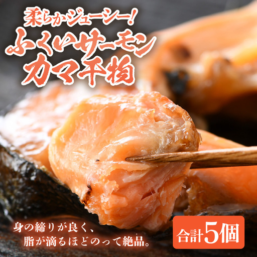 ふくいサーモン カマ干物 5パック ／ 鮭 サーモン お父さん おつまみ 朝食 魚介類 焼き魚 国産 個包装 数量限定  [aw002-a004]