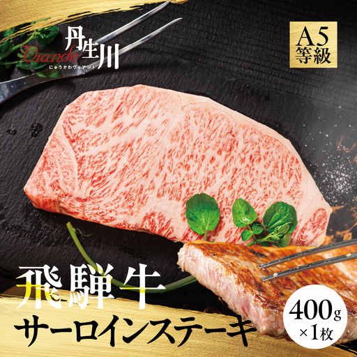 飛騨牛 A5等級 サーロインステーキ 400g 1枚 | ステーキ 黒毛和牛 ブランド牛 和牛 牛肉 豪華 真空パック 飛騨高山 丹生川精肉 JJ004VC13