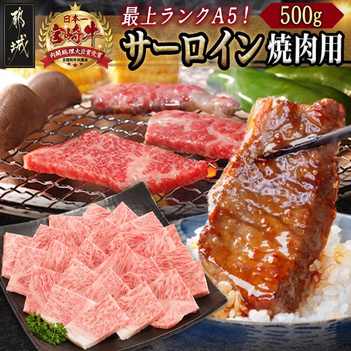 【A5】宮崎牛サーロイン焼肉用500g〔AE-0106〕_(都城市) 最高級A5ランク 宮崎牛サーロイン焼肉用 500g 最高等級5等級 ブランド牛 国産牛肉 国産黒毛和牛 バーベキュー 焼き肉 ガッツリ 夏のイベント