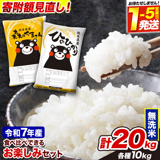 無洗米 令和7年産 ひのひかり 森のくまさん 20kg 無洗