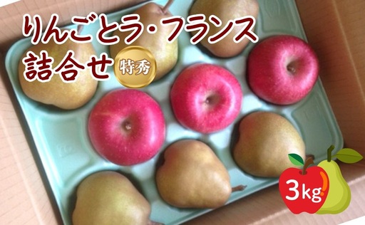 りんごとラ・フランス詰合せ　３ｋｇ　特秀品　贈答用　0007-2602
