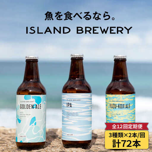 【全12回定期便 】【ISLAND BREWERY】魚に合うクラフトビール 3種飲み比べ 6本セット (ゴールデンエール/IPA/柚子)[JED020]