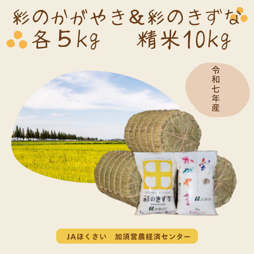 【令和７年産】加須市産　彩のかがやき・彩のきずな　精米10kg（各5 kg）