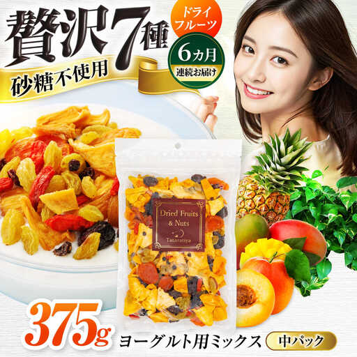 【6回定期便】生乾燥ヨーグルト用ミックス 中パック375g【多々楽達屋】パイン レーズン マンゴー[MAD023]