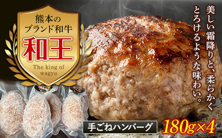 FKK19-532_熊本和王100% 手ごねハンバーグ 4個セット720g 熊本県 嘉島町