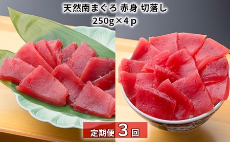 【定期便3回】天然南まぐろ 赤身 切落し【配送不可：離島】 魚貝類 鮪 マグロ 