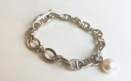 [LENERAオリジナルブレスレット]pearl chain brace / silver