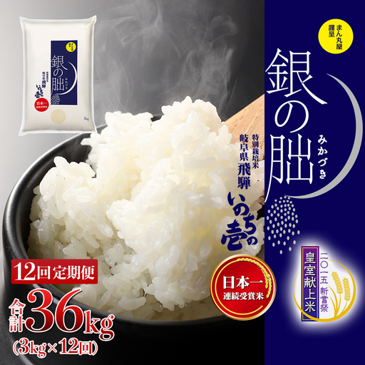 新米予約受付【定期便】【2026年11月から】3kg×12回【2026年産米】銀の朏 米≪テレビで紹介!!幻の米≫【13-23】