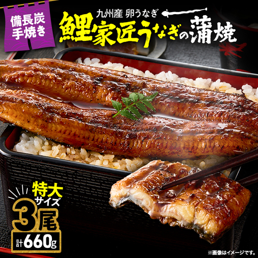 【 土用の丑の日特集 】 1748 【特大】備長炭手焼 うなぎ の 蒲焼 3尾 計660g KN029-009 魚 鰻 惣菜 総菜 うなぎ