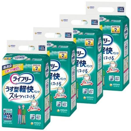 ユニ・チャーム 大人用おむつ　ライフリーうす型軽快パンツ　Mサイズ　22枚×4(88枚)_ 吸収量 多い 送料無料 _【1043198】