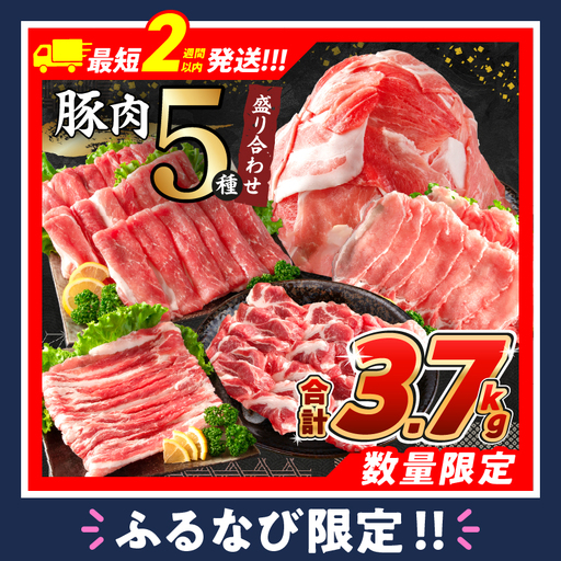 【スピード発送】数量限定 豚肉 5種 盛り合わせ セット 合計3.7kg FN-Limited-PR_BDV10-26-2W