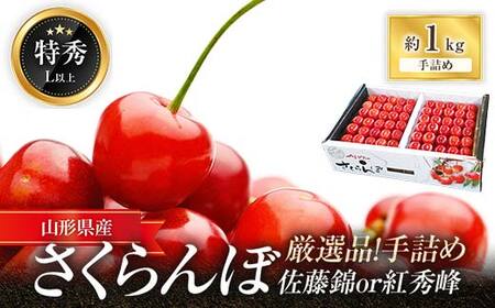 [令和9年産先行予約] 厳選品!手詰め さくらんぼ 「佐藤錦または紅秀峰」 約1kg (特秀 L以上) [令和9年6月20日〜発送] 『マルエ青果』 先行予約 サクランボ 果物 フルーツ 山形県 南陽市 [1114]