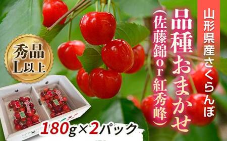 [令和9年産先行予約] さくらんぼ 「佐藤錦または紅秀峰」 360g (180g×2パック 秀 L以上) [令和9年6月10日頃〜発送] 『南陽中央青果市場』 小分け フードパック サクランボ 果物 フルーツ 山形県 南陽市 [1475]
