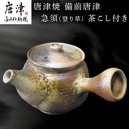 唐津焼 備前唐津 急須(登り草) 茶こし付き